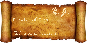 Mikola János névjegykártya